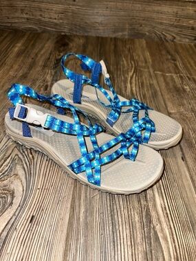 Sketchers Outdoor Lifestyle Blue Strappy  Sandals  Women Hiking Camping Beach 9